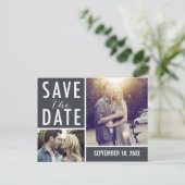 Carte Postale Faire-part Collage photo pour faire part de date moderne (Debout devant)