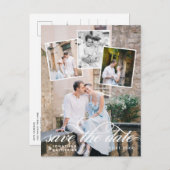 Carte Postale Faire-part Collage photo romantique Mariage Enregistrer la da (Devant / Derrière)