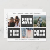 Carte Postale Faire-part Collage photo typographie moderne enregistrer date (Devant / Derrière)