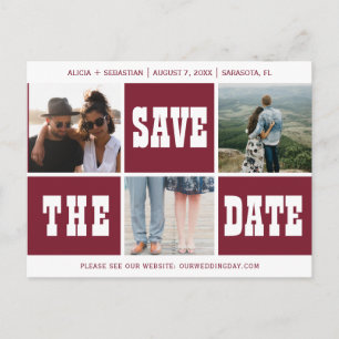 Carte Postale Faire-part Collage photo typographie moderne enregistrer date