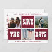 Carte Postale Faire-part Collage photo typographie moderne enregistrer date (Devant / Derrière)