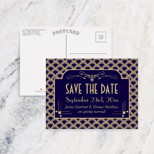Carte Postale Faire-part Collection de mariage Gatsby Art Déco vintage des 
