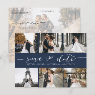 Carte Postale Faire-part Collection photo moderne Enregistrer la date Marin