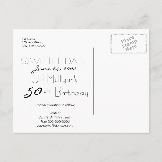 Carte Postale Faire-part Collection POPPY 50e anniversaire Enregistrer la d (Dos)