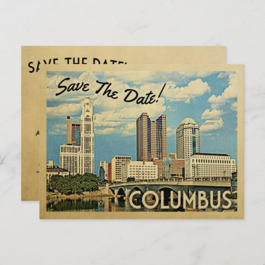 Carte Postale Faire-part Columbus Enregistrer La Date Ohio (Devant / Derrière)