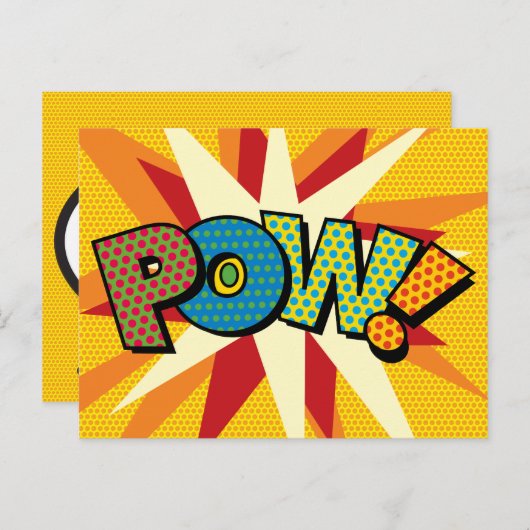 Carte Postale Faire-part Comic Book Pop Art BOUM (Devant / Derrière)
