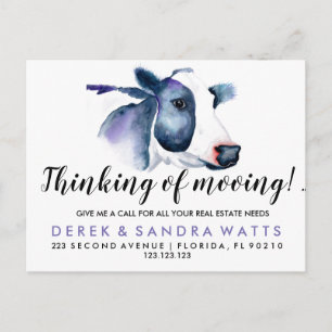 Carte Postale Faire-part commerce d'avis de vache en mouvement