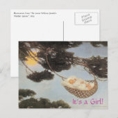 Carte Postale Faire-part Comptine Bercer, Bébé Fille (Devant / Derrière)