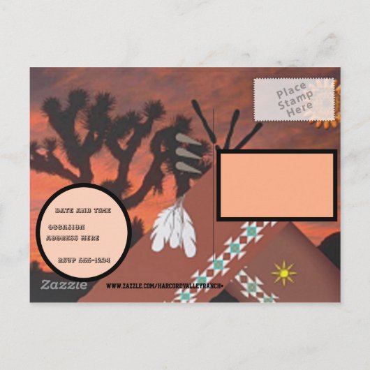 Carte Postale Faire-part Conception amérindienne (Dos)