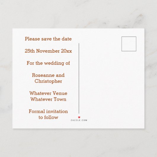 Carte Postale Faire-part Conception Automne Mariage Enregistrer La Date (Dos)