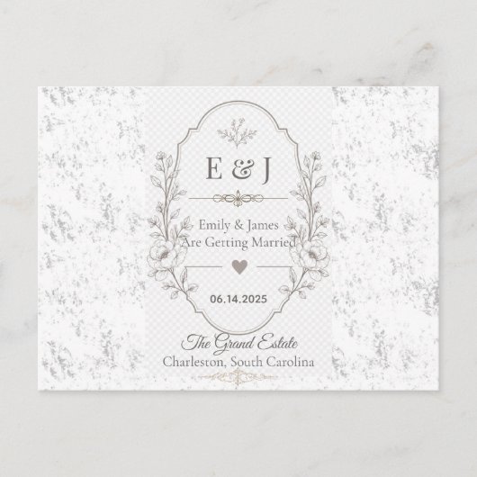 Carte Postale Faire-part Conception de célébration de mariage romantique de (Devant)
