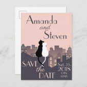 Carte Postale Faire-part Conception de mariage sur le thème du chat (Devant / Derrière)