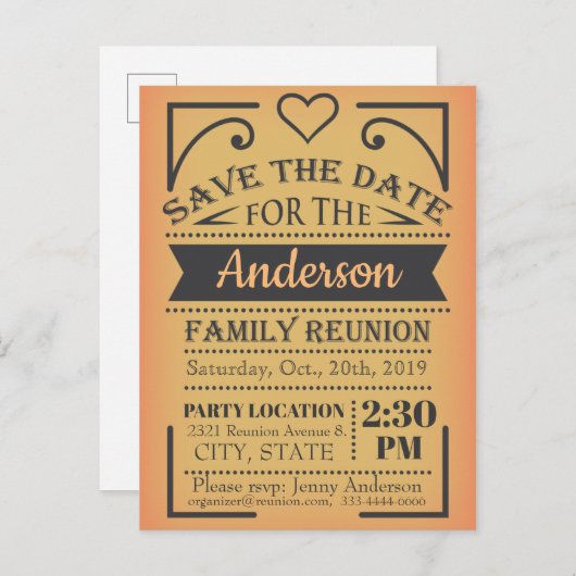 Carte Postale Faire-part conception de réunion Enregistrer la date (Devant / Derrière)