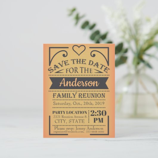 Carte Postale Faire-part conception de réunion Enregistrer la date (Debout devant)