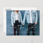 Carte Postale Faire-part Conception moderne de photo de sauvegarde de date (Devant / Derrière)