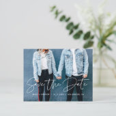 Carte Postale Faire-part Conception moderne de photo de sauvegarde de date (Debout devant)