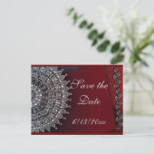 Carte Postale Faire-part Conception rouge foncé et argent (Debout devant)