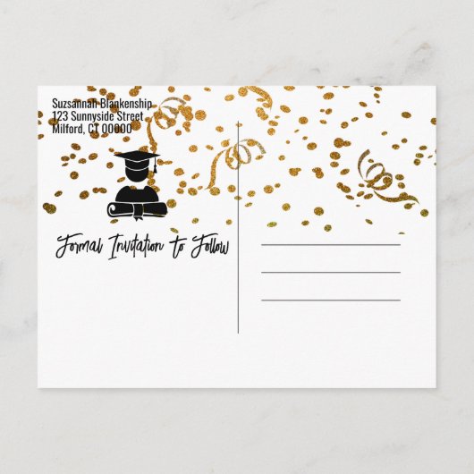 Carte Postale Faire-part Confetti Diplôme Photo Personnalisé Enregistrer La (Dos)