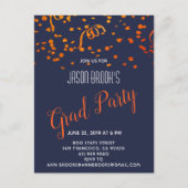 Carte Postale Faire-part Confetti Orange Et Or En Noir (Devant)