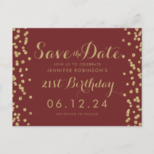 Carte Postale Faire-part Confettis de date d'économies d'anniversaire de (Devant)