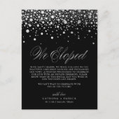 Carte Postale Faire-part Confettis en feuille d'argent faux mariage noir fu (Devant)