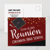 Carte Postale Faire-part Confettis Faux Or Réunion de Classe Scolaire (Devant / Derrière)