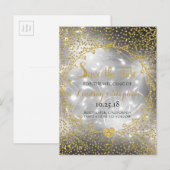 Carte Postale Faire-part Confettis Pailletés Dorés Feu d'Artifice Glam Enre (Devant / Derrière)