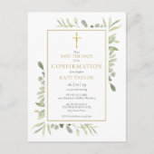 Carte Postale Faire-part Confirmation Fleurie de Verdure Enregistrer la Dat (Devant)