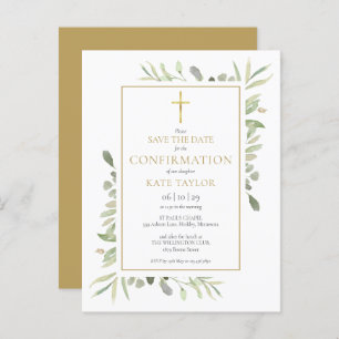 Carte Postale Faire-part Confirmation Florale Verdure Enregistrer La Date