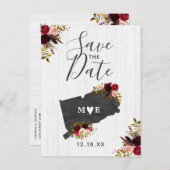 Carte Postale Faire-part Connecticut État Destination Rustique Enregistrer (Devant / Derrière)