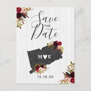 Carte Postale Faire-part Connecticut State Destination Rustic Enregistrer l