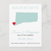 Carte Postale Faire-part Connecticut State Map Enregistrer la date (Devant)