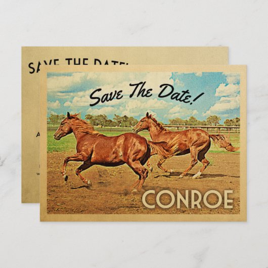 Carte Postale Faire-part Conroe Texas Enregistrer La Date Cheval (Devant / Derrière)