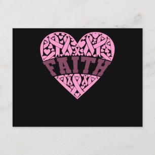 Carte Postale Faire-part Conscientisation du cancer du sein Faith Pink Hear