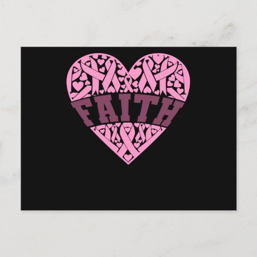 Carte Postale Faire-part Conscientisation du cancer du sein Faith Pink Hear (Devant)