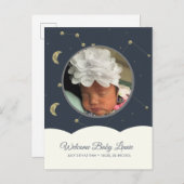 Carte Postale Faire-part Constellation de Nuages Faux Or Bleu Bébé (Devant / Derrière)
