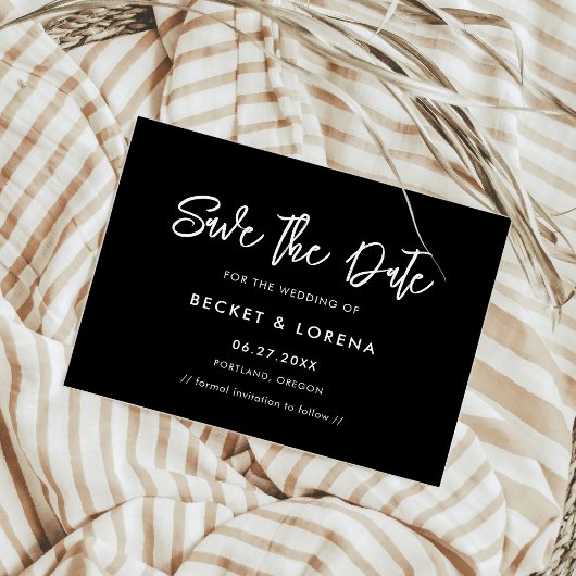 Carte Postale Faire-part Contemporain moderne noir Enregistrer la date