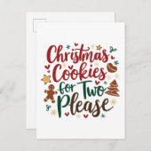 Carte Postale Faire-part Cookies de Noël pour deux s'il vous plaît Grossess (Devant / Derrière)