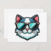 Carte Postale Faire-part Cool Cat Postcard – Trendy Feline Pop Art (Devant / Derrière)