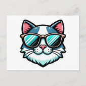 Carte Postale Faire-part Cool Cat Postcard – Trendy Feline Pop Art (Devant)