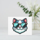Carte Postale Faire-part Cool Cat Postcard – Trendy Feline Pop Art (Debout devant)
