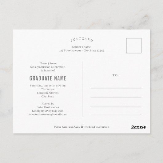 Carte postale Faire-part cool Grids Graduation (Dos)