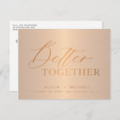 Carte Postale Faire-part Copper script mieux ensemble mariage date de sauve (Devant / Derrière)