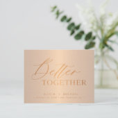 Carte Postale Faire-part Copper script mieux ensemble mariage date de sauve (Debout devant)