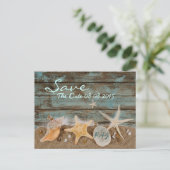 Carte Postale Faire-part coquillages océaniques élégants plage à retenir la (Debout devant)