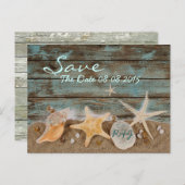 Carte Postale Faire-part coquillages océaniques élégants plage save the dat (Devant / Derrière)