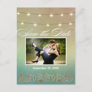 Carte Postale Faire-part Coquille de sébaste tropical Enregistrer la date C