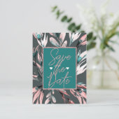 Carte Postale Faire-part Corail sarcelle aquarelle botanique Glam enregistr (Debout devant)