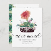 Carte Postale Faire-part Coral mignon Cactus roses Succulents Moving Annonc (Devant / Derrière)