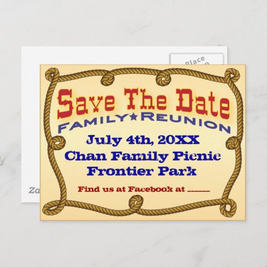 Carte Postale Faire-part Corde ouest enregistrer la date (Devant / Derrière)